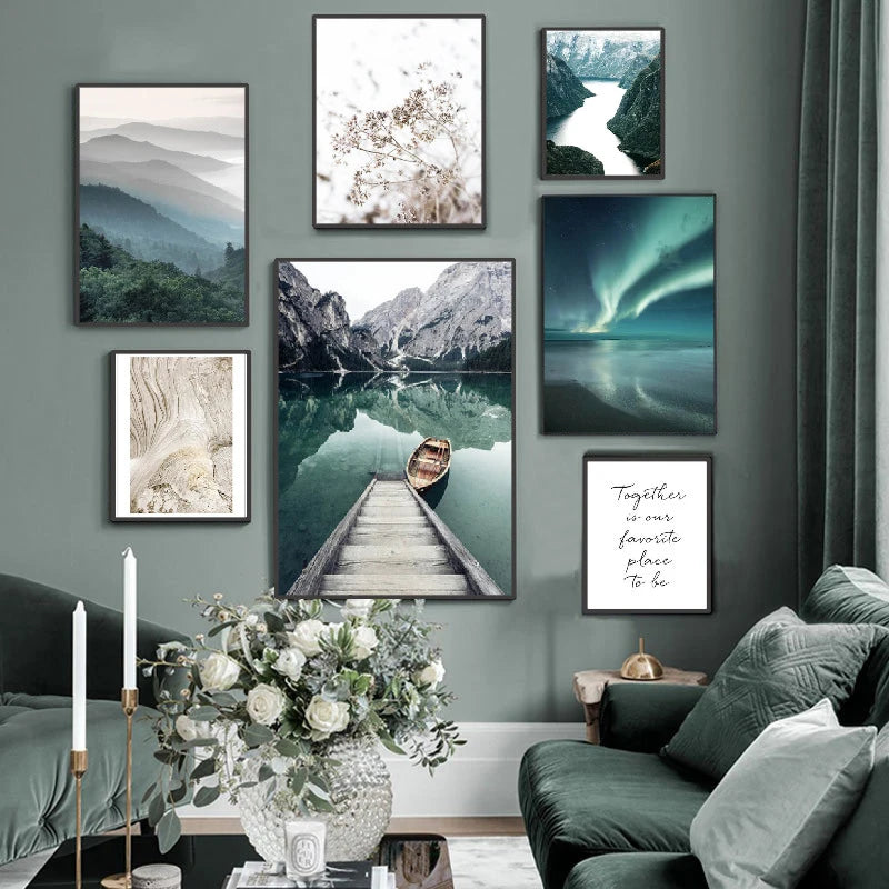 Mountain Lake Wilderness Landscape Wall Art Fine Art Canvas Prints Posters Pictures Of Calm For Living Room Dining Room Decor