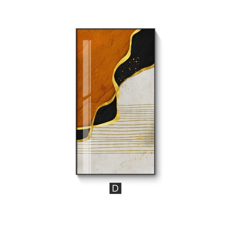 Abstract Golden Rain Vertical Format Wall Art Fine Art Canvas Prints Pictures For Entrance Hall Reception Living Room Art Decor