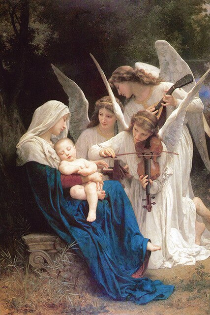 Famous Painting Song of the Angels by William-Adolphe Bouguereau Classic Neoclassicism Oil Painting Fine Art Canvas Print Bedroom Posters