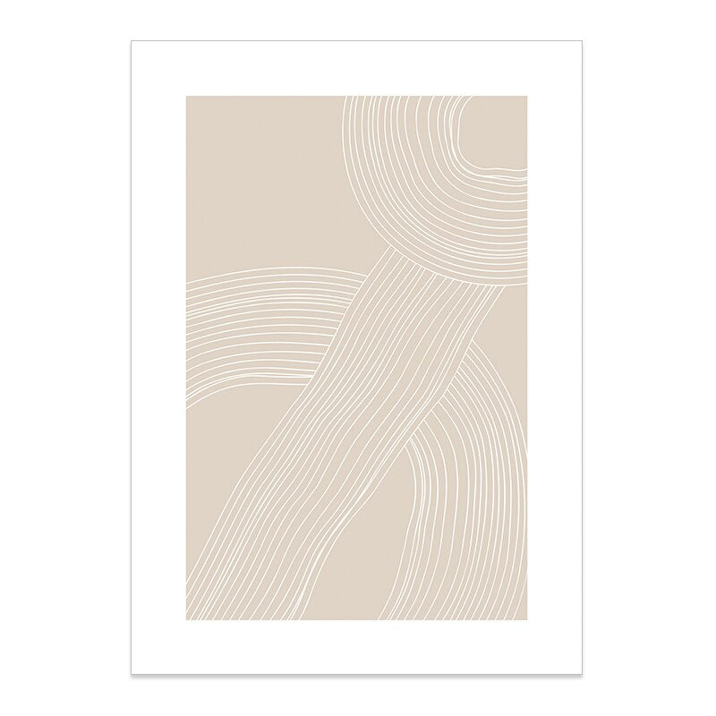 Beige White Minimalist Geometric Line Art Wall Art Fine Art Canvas Prints Elegant Abstract Pictures For Living Room Home Office Decor