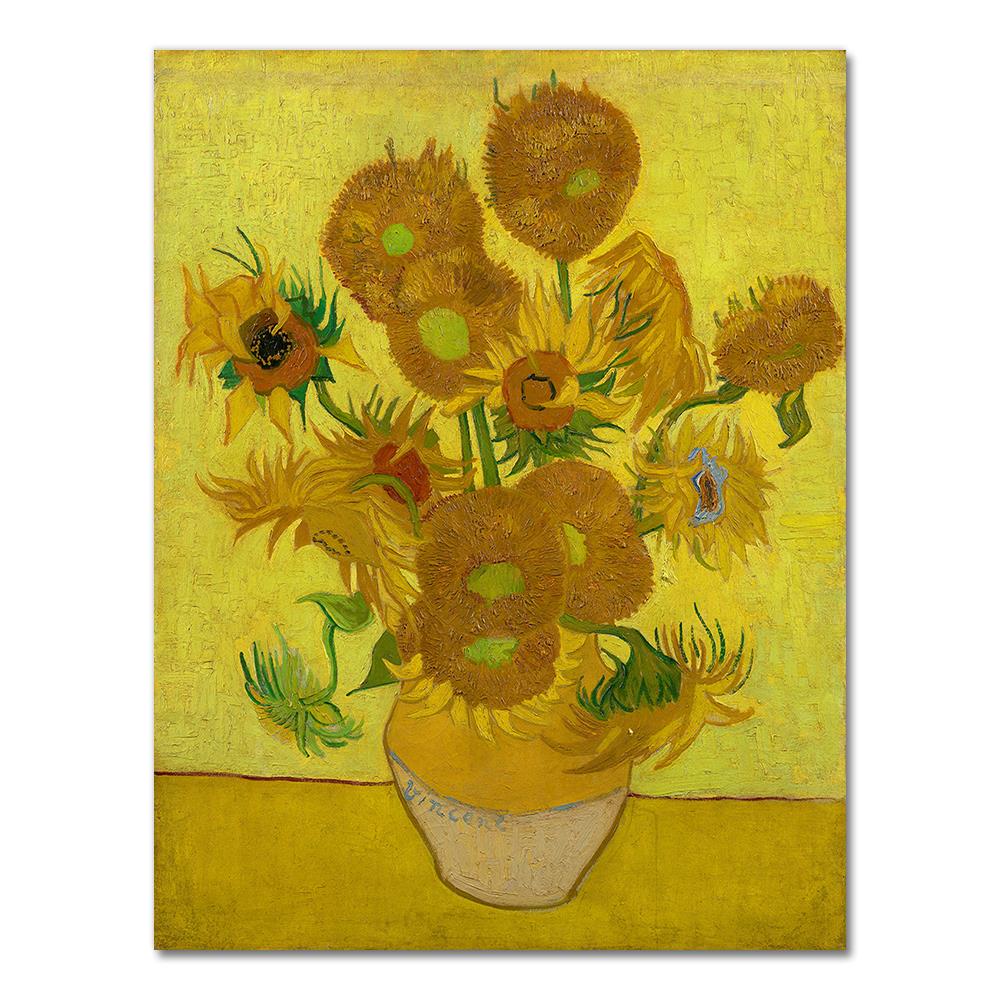 Sunflowers Posters Oil Paintings Fine Art Canvas Prints Wall Art Posters by Famous Dutch Post-Impressionist Van Gogh Paintings For Modern Home Decor