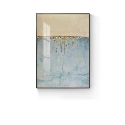 Golden Blue Beige Scandinavian Abstract Wall Art Fine Art Canvas Prints Modern Artworks For Living Room Dining Room Home Office Art Decor