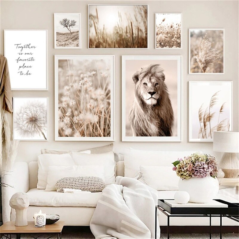 Simple Living Daily Inspirational Quotes Grasslands Landscape Wall Art Pictures For Family Living Room Bedroom Art Decor