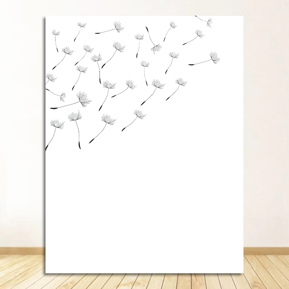 Minimalist Dandelion Wall Art Black White Posters Fine Art Canvas Prints Simple Pictures For Living Room Bedroom Nordic Wall Decor