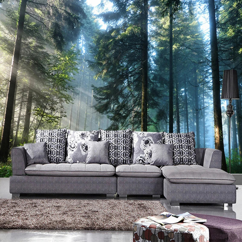 Morning Sunlight Forest Wall Mural Big Format Custom Sizes Wall Decor DIY Wall Covering Large Format Nordic Landscape Picture For Living Room