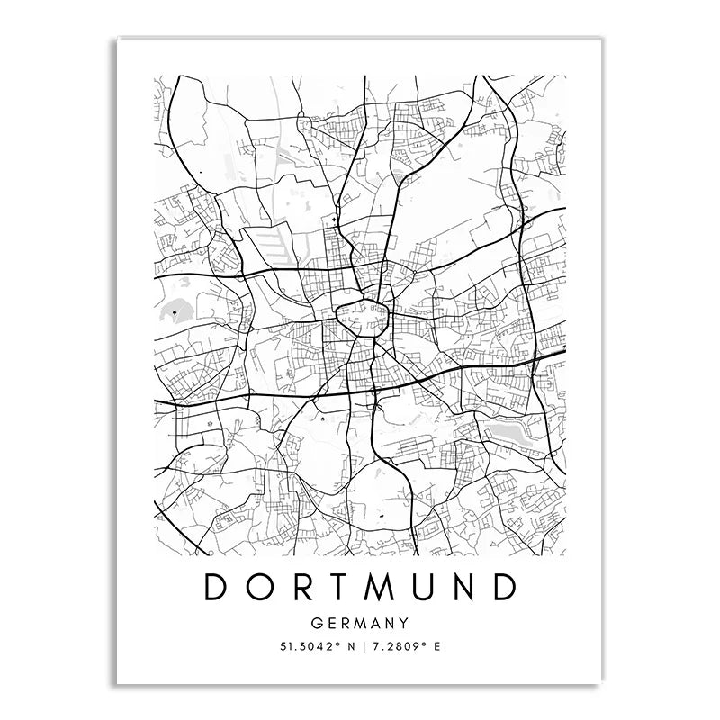 London Paris Amsterdam City Maps Wall Art Fine Art Canvas Print CUSTOM City Map Picture Minimalist Black White Nordic Style Home Office Interior Decor