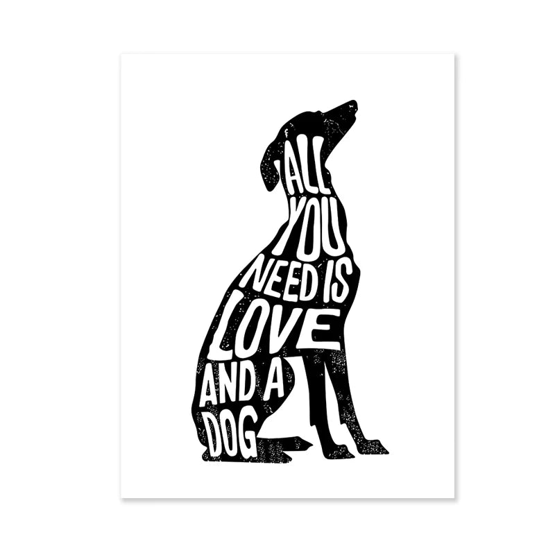 All You Need Is Love And A Dog Simple Black White Wall Art Poster Greyhound Nordic Wall Art Canvas Print Pictures For Living Room