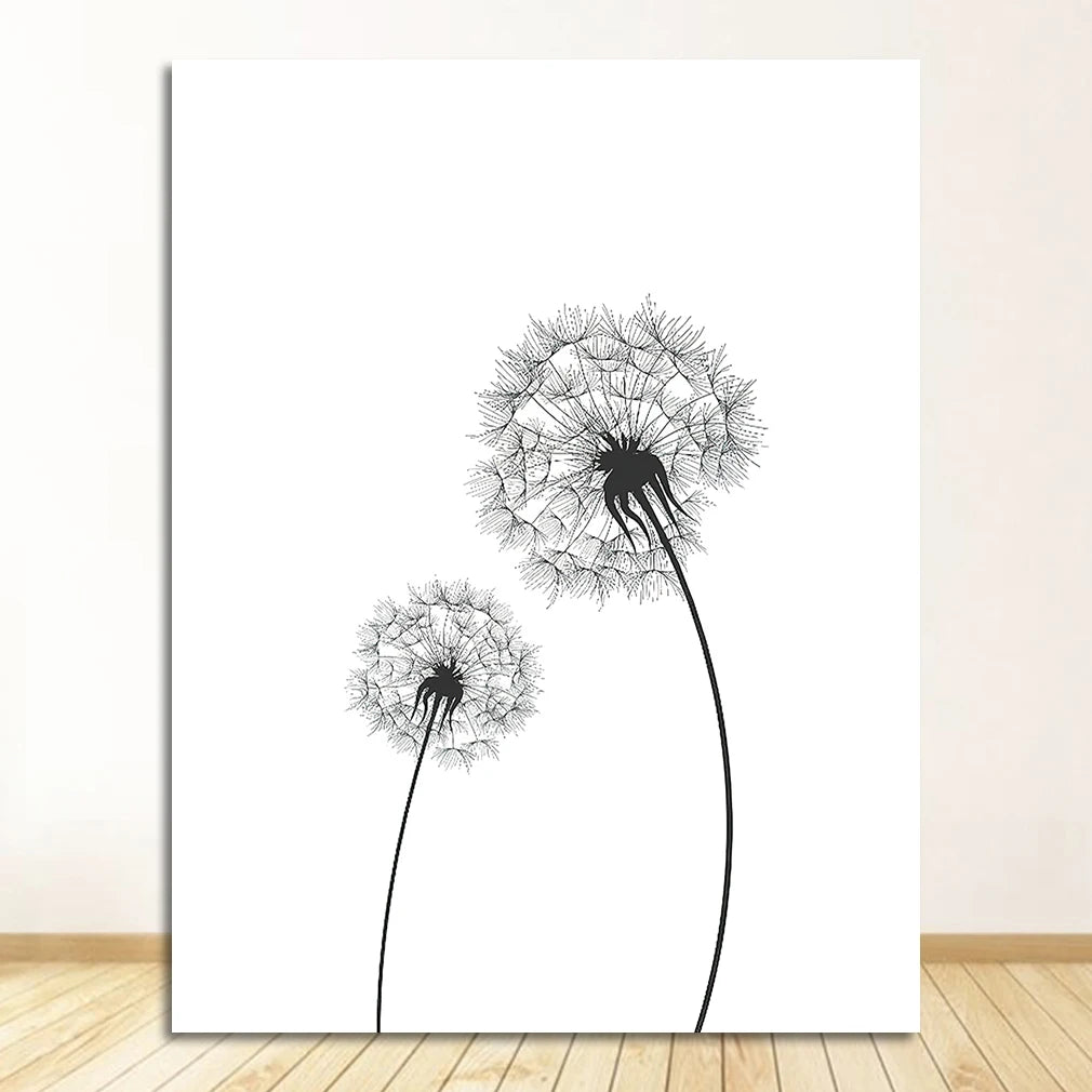 Minimalist Dandelion Wall Art Black White Posters Fine Art Canvas Prints Simple Pictures For Living Room Bedroom Nordic Wall Decor