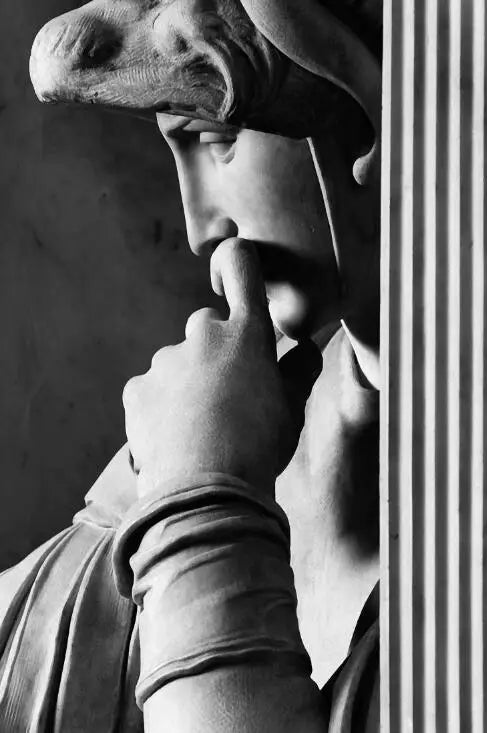 Classical Renaissance Sculpture Michelangelo David Statue Wall Art Fine Art Canvas Print Black & White Picture For Living Room Home Office Decor