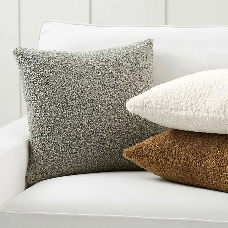 Neutral Colors Cosy Plush Fabric Nordic Cushion Covers For Sofa Throw Cushions For Living Room Bedroom Scandinavian Home Decor