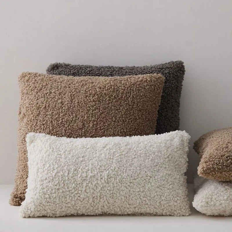 Neutral Colors Cosy Plush Fabric Nordic Cushion Covers For Sofa Throw Cushions For Living Room Bedroom Scandinavian Home Decor