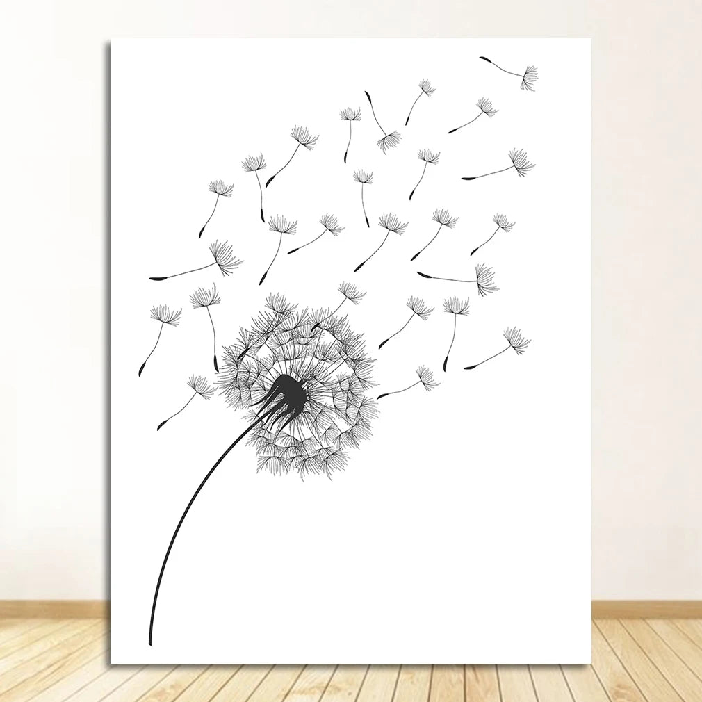 Minimalist Dandelion Wall Art Black White Posters Fine Art Canvas Prints Simple Pictures For Living Room Bedroom Nordic Wall Decor