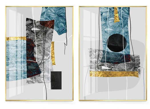 Abstract Minimalist Blue Nordic Ice Geometric Wall Art Fine Art Canvas Prints Posters Pictures For Modern Apartment Living Room Art Decor