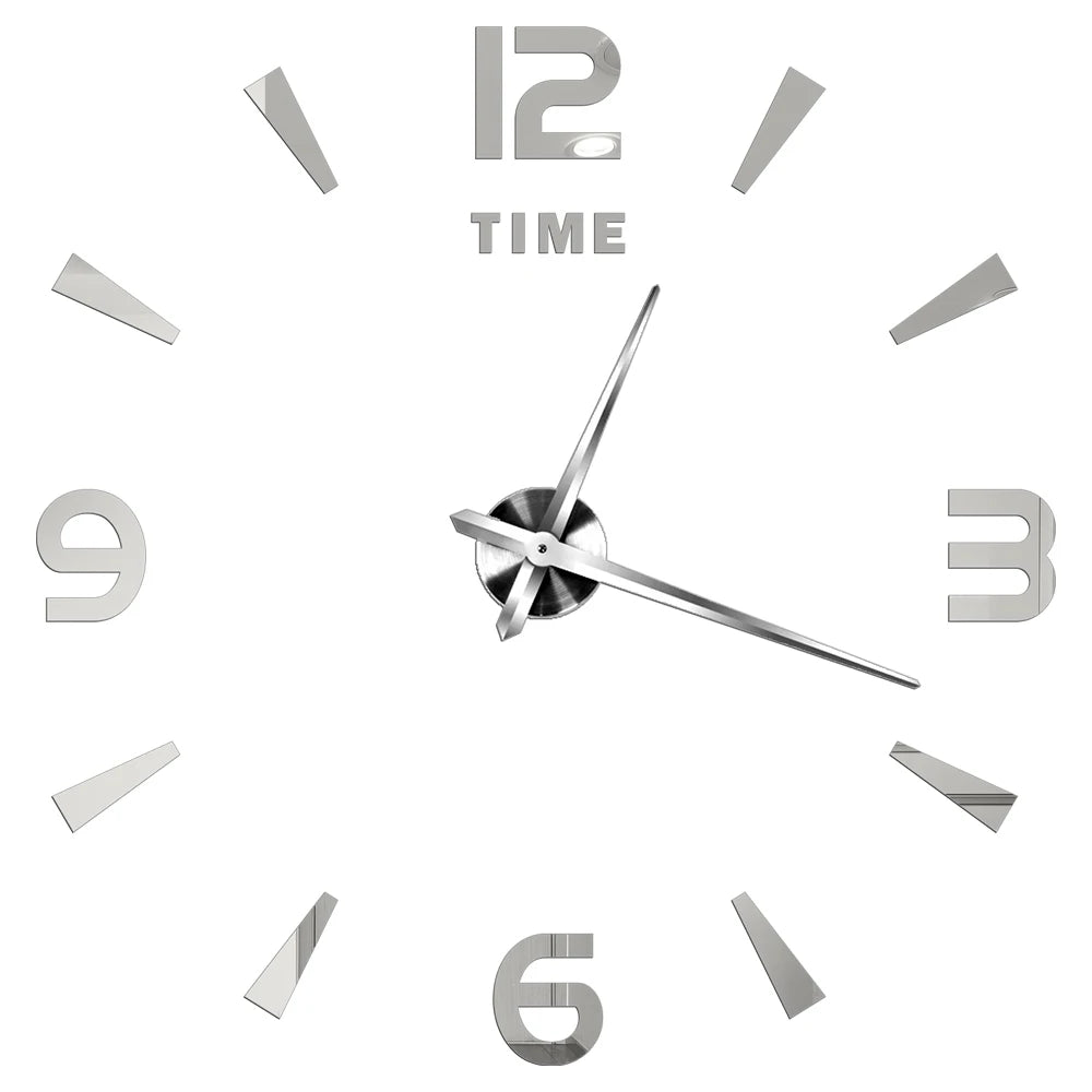 Big Wall Clock DIY 3D Self Adhesive Mirrored Acrylic Wall Clock For Kitchen Dining Room Living Room Creative Home Decor