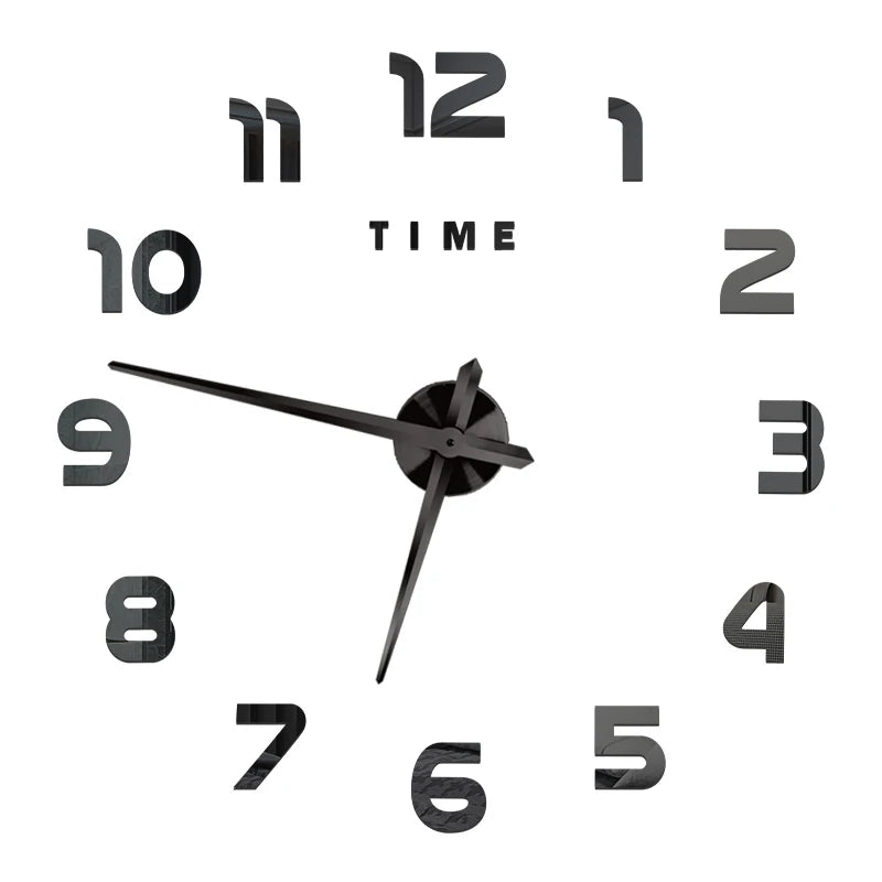 Big Wall Clock DIY 3D Self Adhesive Mirrored Acrylic Wall Clock For Kitchen Dining Room Living Room Creative Home Decor