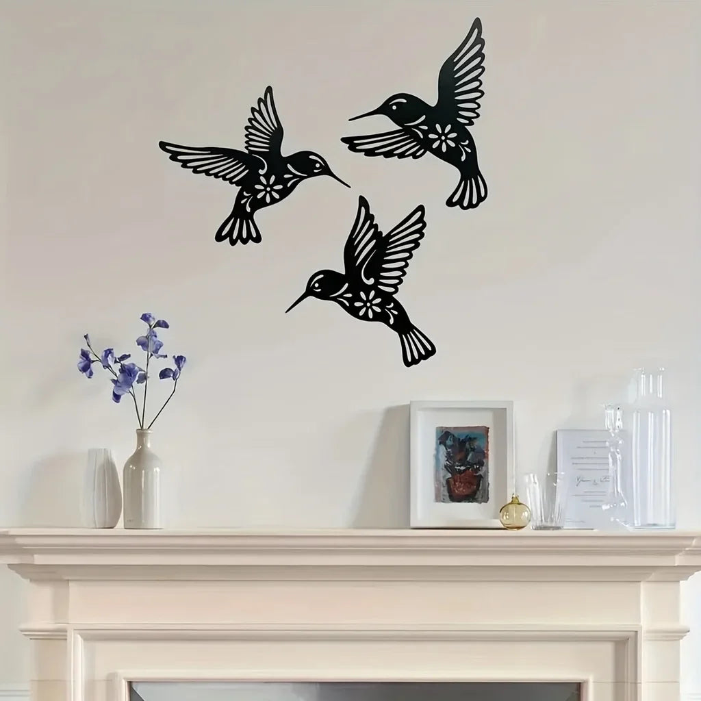 Hummingbird Metal Wall Art 3D Sculptured Iron Craft Wall Decoration For Living Room Dining Room Garden Creative Nordic Home Decor