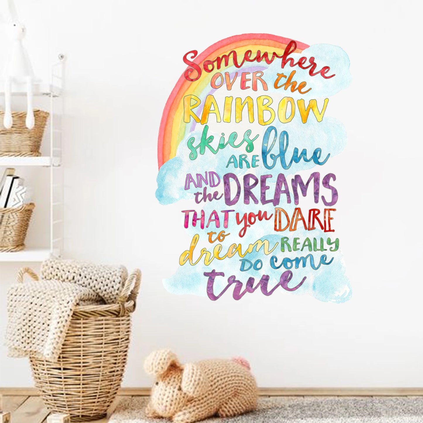 Inspirational Rainbow Dreams Quote Wall Decal – Colorful Peel & Stick PVC Sticker for Fridge, Kids’ Rooms, Classrooms & Creative Spaces