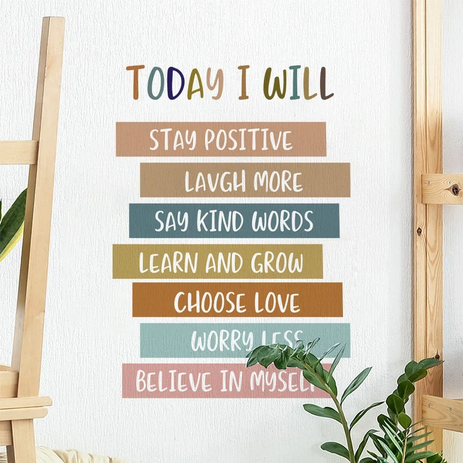 Motivational poster with colorful text on a white background