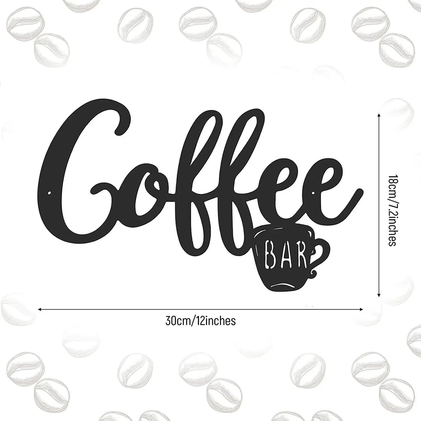 Kitchen Coffee Bar Logo Black Metal Wall Art 3D Iron Craft Wall Mounted Art Sign For Kitchen Diner Cafe Coffee Shop Creative Nordic Wall Decor