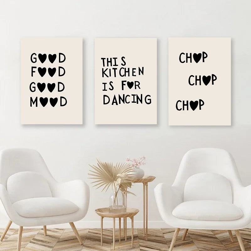 Kitchen Cooking Love Quotes Wall Art Fine Art Canvas Prints Minimalist Modern Typographic Posters Pictures For Kitchen Dining Room Cafe Art Decor
