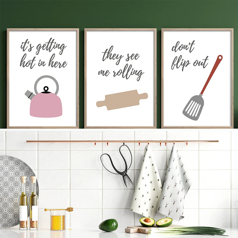 Kitchen Cooking Utensils Fun Quotes Posters Wall Art Fine Art Canvas Prints Pictures For Kitchen Cafe Diner Cookery Baking Art Creative Home Decor 2025