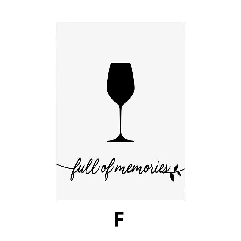 Black silhouette of a wine glass with 'full of memories' text on a white background