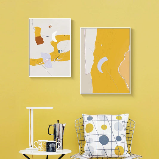 Lemon Yellow Abstract Wall Art Fine Art Canvas Prints Modern Minimalist Colorful Nordic Pictures For Living Room Bedroom Art Decor
