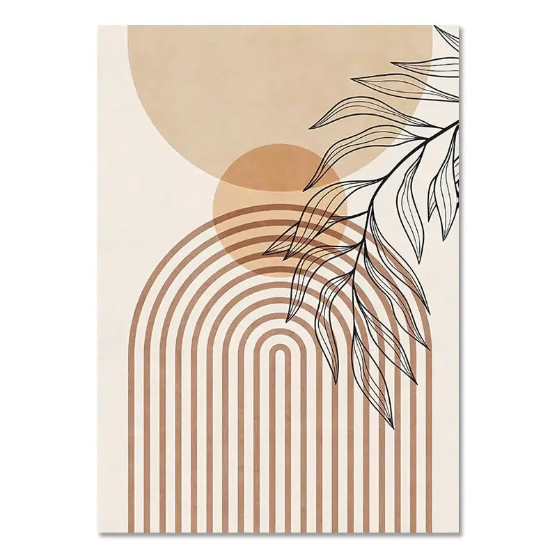 Light Beige Botanical Geometric Abstract Wall Art Fine Art Canvas Prints Gallery Wall Pictures For Living Room Dining Room Bedroom Art Decor 2025