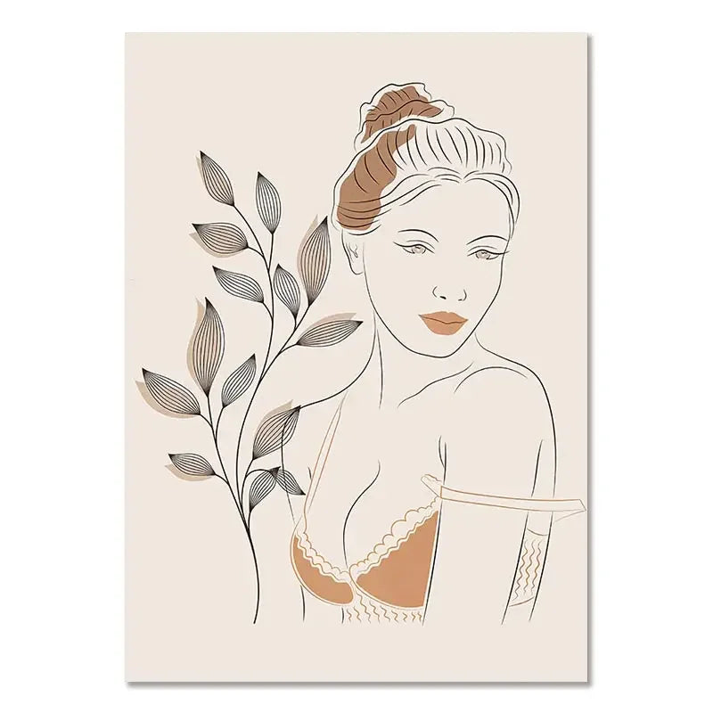 Light Beige Botanical Geometric Abstract Wall Art Fine Art Canvas Prints Gallery Wall Pictures For Living Room Dining Room Bedroom Art Decor 2025