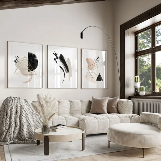 Light Neutral Colors Abstract Wall Art Fine Art Canvas Prints Nordic Minimalist Pictures For Living Room Dining Room Bedroom Art Decor