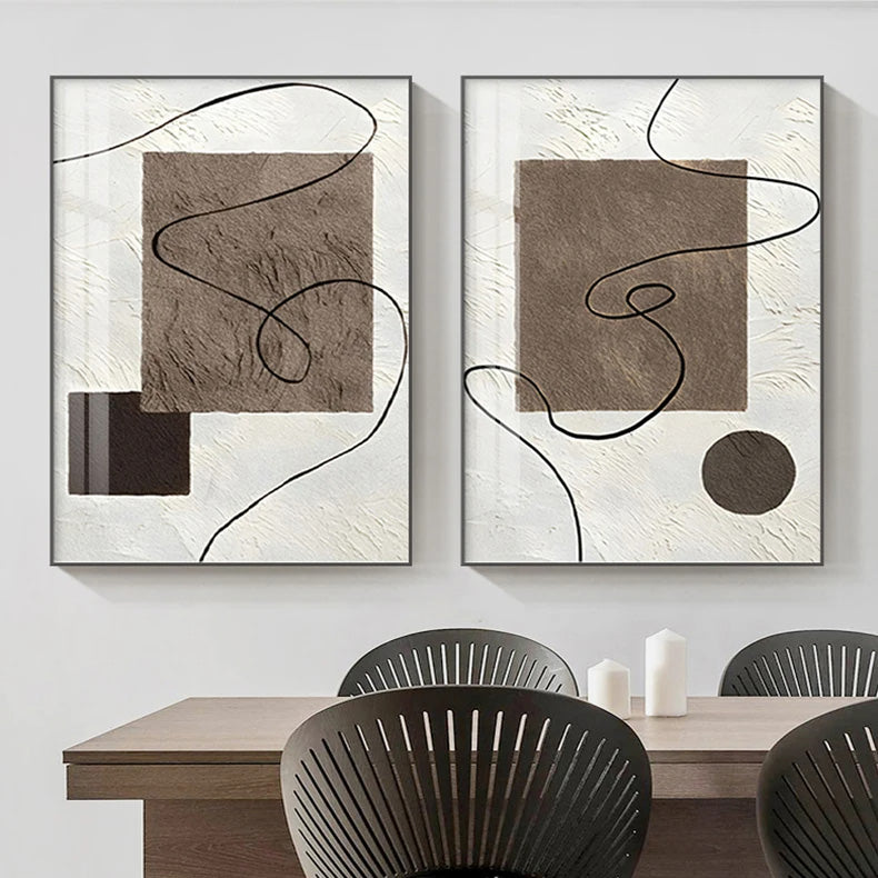 Minimalist Abstract Geometry Wall Art Fine Art Canvas Prints Neutral Colors Abstract Pictures For Modern Living Room Dining Room Bedroom Art Decor