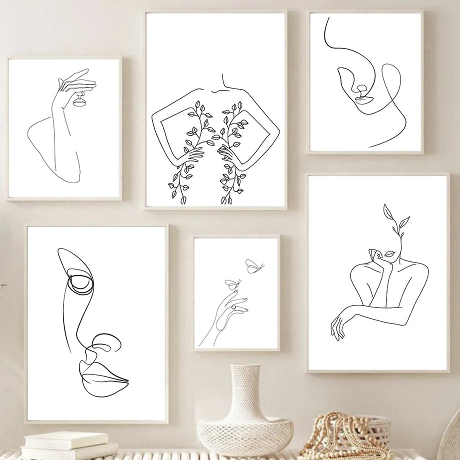 Minimalist Abstract Beauty Figure Art Line Art Fine Art Canvas Prints Pictures For Living Room Bedroom Salon Art Decor