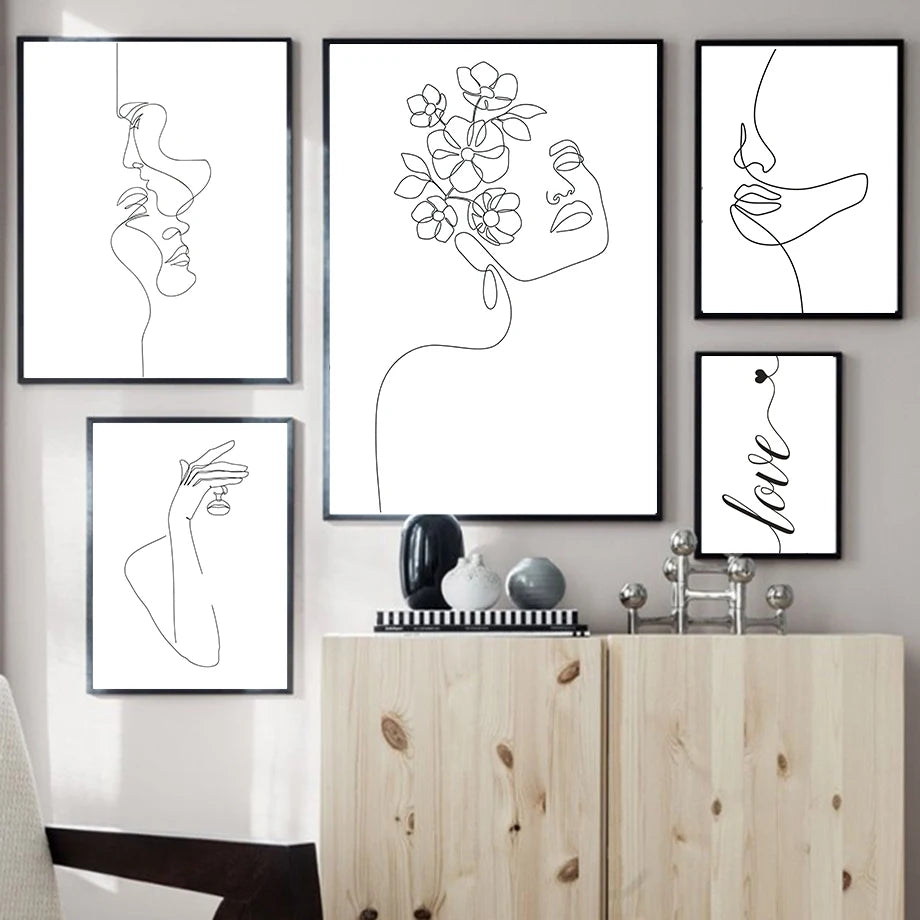 Minimalist Abstract Beauty Figure Art Line Art Fine Art Canvas Prints Pictures For Living Room Bedroom Salon Art Decor 2025