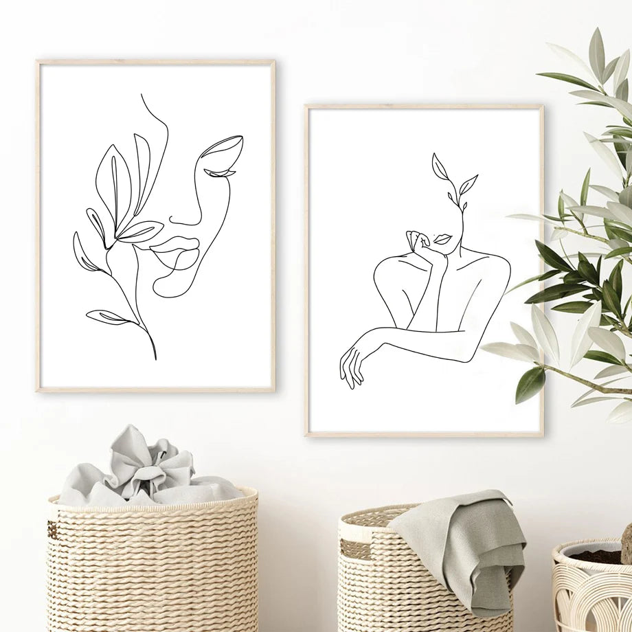 Minimalist Abstract Beauty Figure Art Line Art Fine Art Canvas Prints Pictures For Living Room Bedroom Salon Art Decor 2025