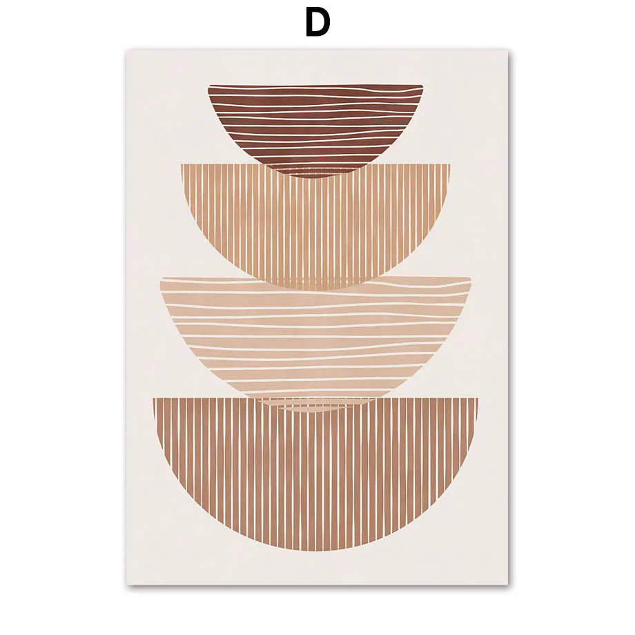 Geometric abstract design with brown and beige shapes on a white background