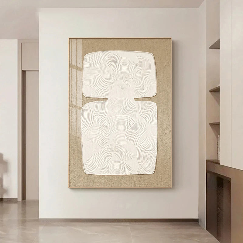 Minimalist Abstract Cream Beige Geometric Wall Art Fine Art Canvas Prints Pictures For Living Room Bedroom Dining Room Art For Modern Living