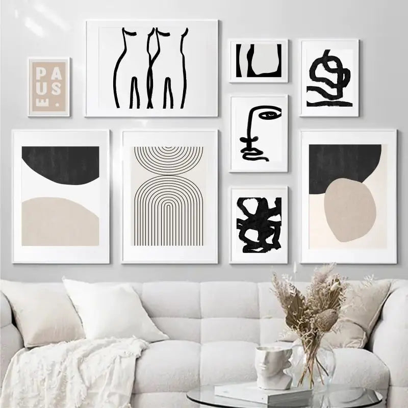 Minimalist Abstract Gallery Wall Art Fine Art Canvas Prints Figure Art Geometric Line Art Pictures For Modern Apartment Living Room Decor