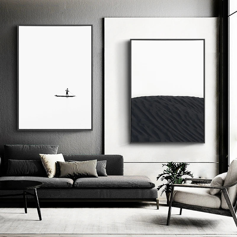 Minimalist Black White Architectural Abstract Wall Art Fine Art Canvas Prints Pictures For Modern Apartment Living Room Art For Contemporary Home Decor