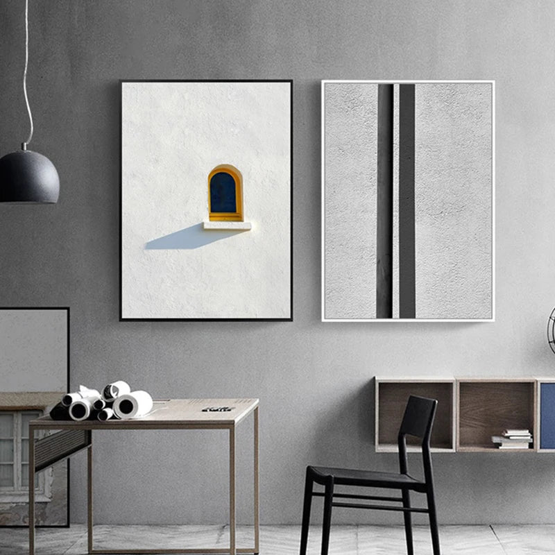 Minimalist Black White Architectural Abstract Wall Art Fine Art Canvas Prints Pictures For Modern Apartment Living Room Art For Contemporary Home Decor