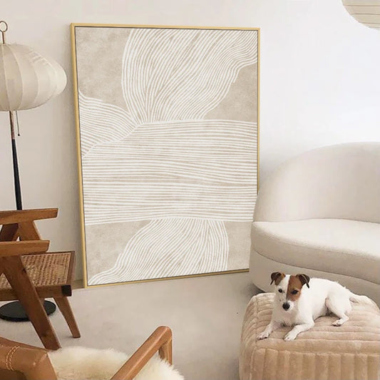 Minimalist Fine Lines Wall Art Fine Art Canvas Prints Neutral Colors Beige White Abstract Nordic Pictures For Living Room Bedroom Art Decor