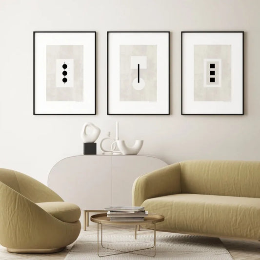 Minimalist Geometric Abstract Black White Wall Art Fine Art Canvas Prints Pictures For Living Room Dining Room Art For Contemporary Interior Decor