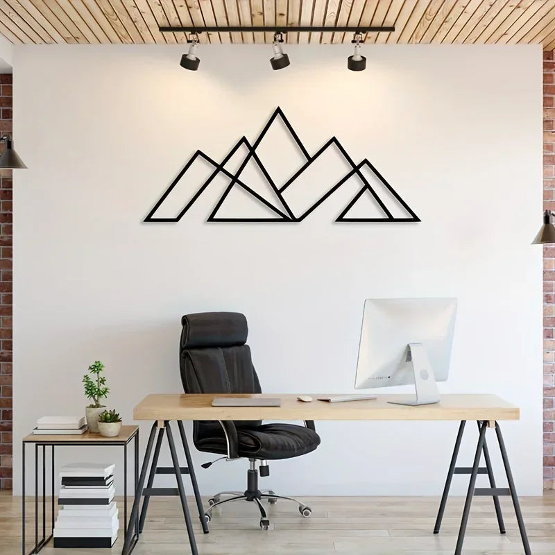 Minimalist Mountains Geometric Metal Art 3d Crafted Iron Wall Hanging Decoration For Living Room Dining Room Nordic Home Decor