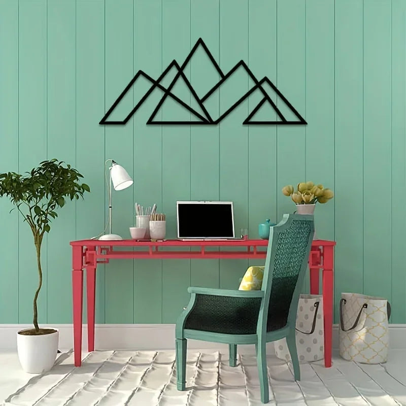 Minimalist Mountains Geometric Metal Art 3d Crafted Iron Wall Hanging Decoration For Living Room Dining Room Nordic Home Decor