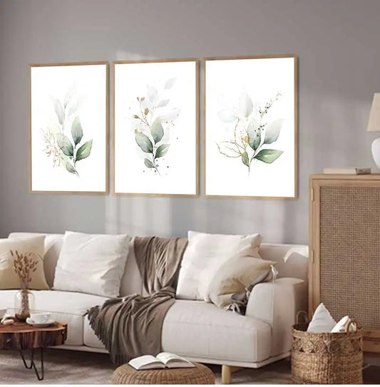 Minimalist Tropical Botanical Wall Art Fine Art Canvas Prints Green Leaves Posters Pictures For Living Room Dining Room Gallery Wall Art Decor