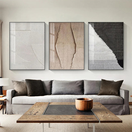 Minimalist Urban Textural Abstract Wall Art Fine Art Canvas Prints Neutral Colors Pictures For Modern Apartment Living Room Home Office Art Decor