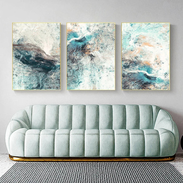 Mint Green Beige Abstract Marble Print Wall Art Fine Art Canvas Prints Pictures For Modern Apartment Living Room Bedroom Nordic Art Decor