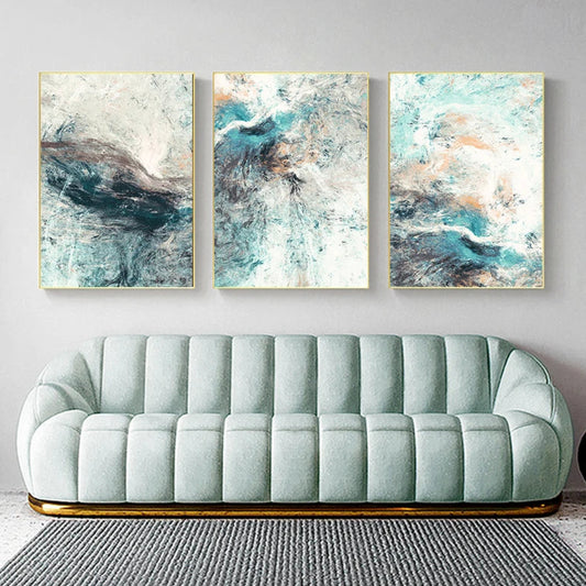 Mint Green Beige Abstract Marble Print Wall Art Fine Art Canvas Prints Pictures For Modern Apartment Living Room Bedroom Nordic Art Decor
