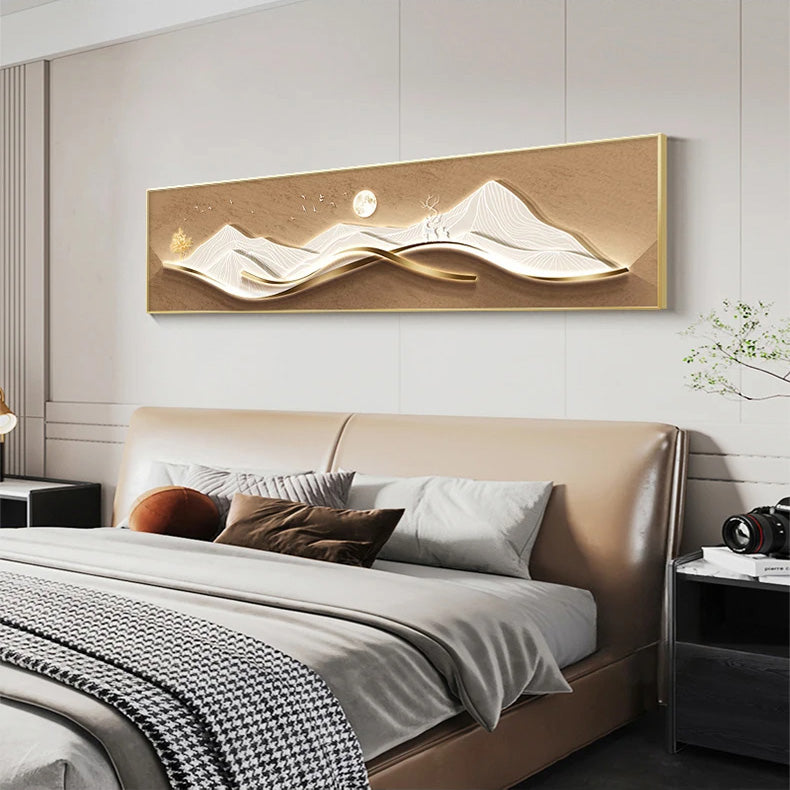 Modern Abstract Nordic Deer Mountain Panorama Wall Art Fine Art Canvas Prints 3d Design Wide Format Pictures For Above The Bed Above The Sofa