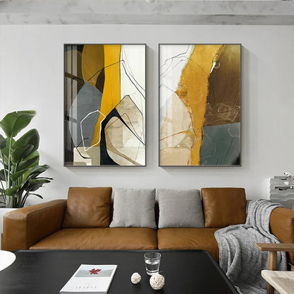 Modern Abstract Nordic Geomorphic Wall Art Fine Art Canvas Prints Neutral Tones Pictures For Modern Living Room Entrance Hall Home Office Decor