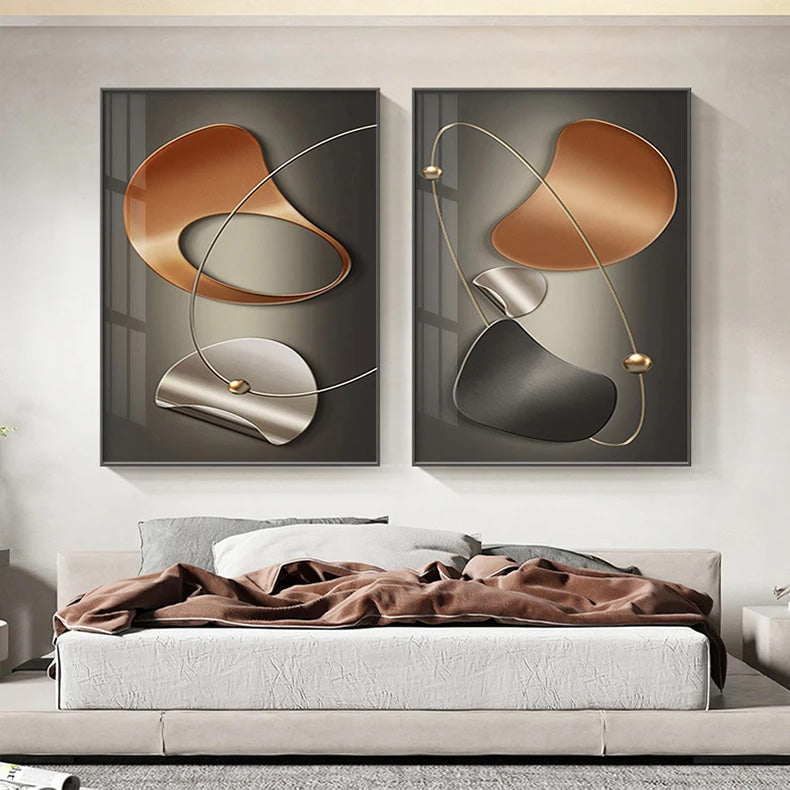 Modern Aesthetics Wall Art Abstract Arc & Curved Elements Fine Art Canvas Prints For Modern Loft Living Room Office Boutique Hotel Decor